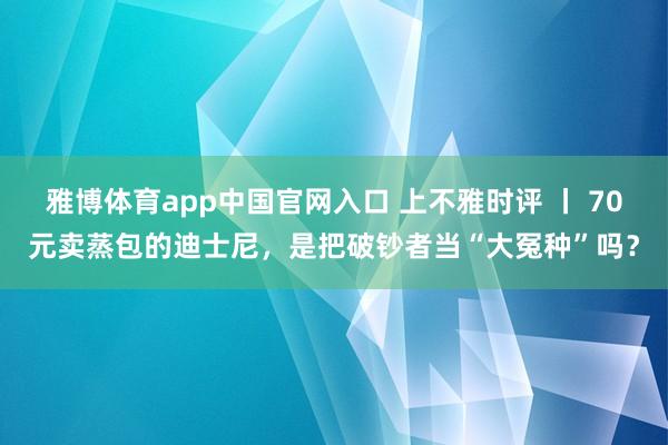 雅博体育app中国官网入口 上不雅时评 丨 70元卖蒸包的迪士尼，是把破钞者当“大冤种”吗？