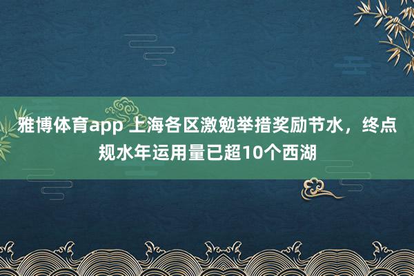 雅博体育app 上海各区激勉举措奖励节水，终点规水年运用量已超10个西湖