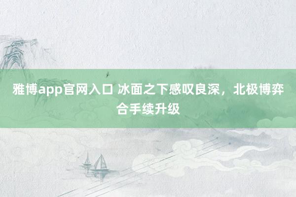 雅博app官网入口 冰面之下感叹良深，北极博弈合手续升级