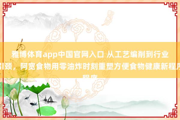 雅博体育app中国官网入口 从工艺编削到行业引颈，阿宽食物用零油炸时刻重塑方便食物健康新程序