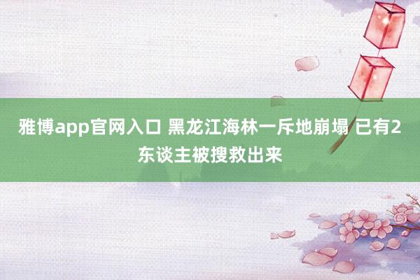 雅博app官网入口 黑龙江海林一斥地崩塌 已有2东谈主被搜救出来