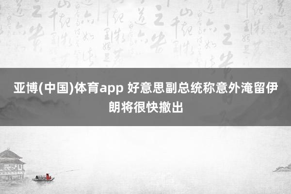 亚博(中国)体育app 好意思副总统称意外淹留伊朗将很快撤出