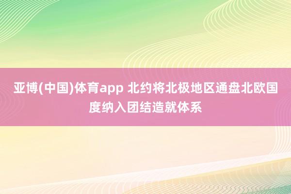 亚博(中国)体育app 北约将北极地区通盘北欧国度纳入团结造就体系