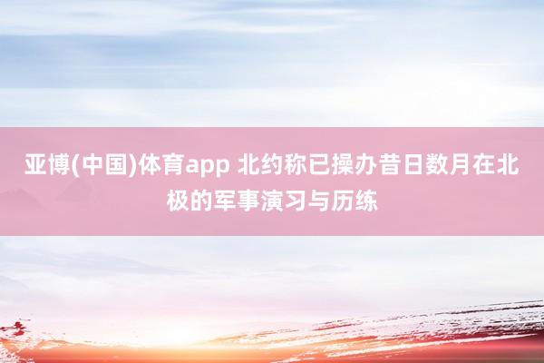 亚博(中国)体育app 北约称已操办昔日数月在北极的军事演习与历练