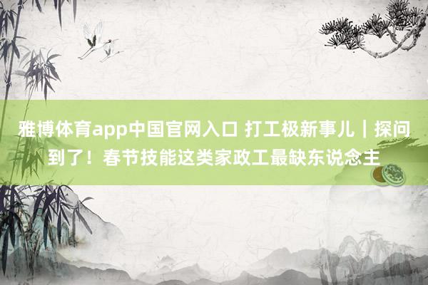 雅博体育app中国官网入口 打工极新事儿｜探问到了！春节技能这类家政工最缺东说念主
