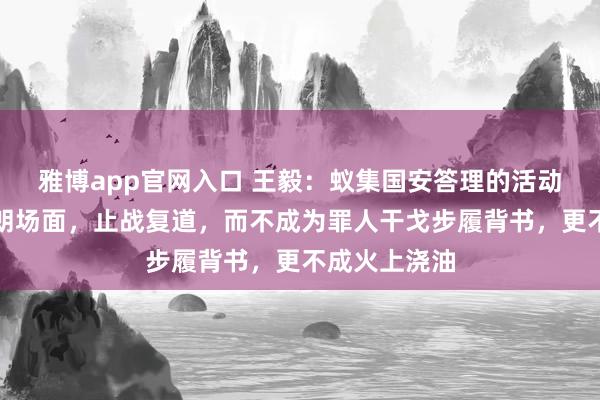 雅博app官网入口 王毅：蚁集国安答理的活动应有助于爽朗场面，止战复道，而不成为罪人干戈步履背书，更不成火上浇油