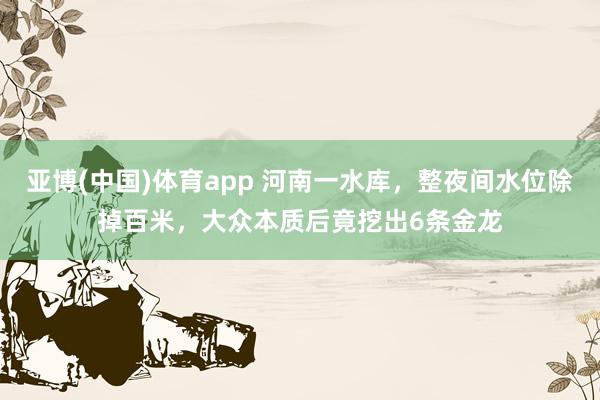 亚博(中国)体育app 河南一水库，整夜间水位除掉百米，大众本质后竟挖出6条金龙