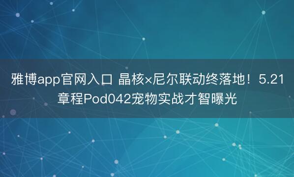 雅博app官网入口 晶核×尼尔联动终落地！5.21章程Pod042宠物实战才智曝光