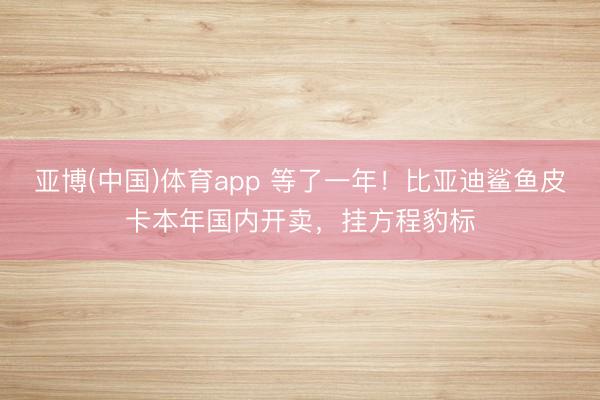 亚博(中国)体育app 等了一年！比亚迪鲨鱼皮卡本年国内开卖，挂方程豹标