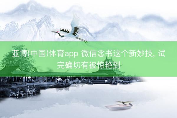 亚博(中国)体育app 微信念书这个新妙技， 试完确切有被惊艳到