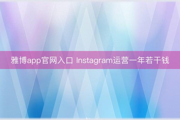 雅博app官网入口 Instagram运营一年若干钱
