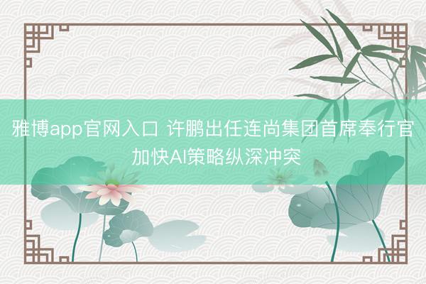 雅博app官网入口 许鹏出任连尚集团首席奉行官 加快AI策略纵深冲突