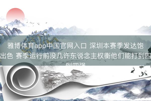 雅博体育app中国官网入口 深圳本赛季发达饱和出色 赛季运行