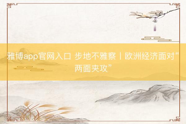 雅博app官网入口 步地不雅察丨欧洲经济面对“两面夹攻”