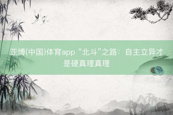 亚博(中国)体育app “北斗”之路：自主立异才是硬真理真理