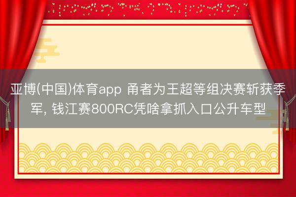 亚博(中国)体育app 甬者为王超等组决赛斩获季军， 钱江赛800RC凭啥拿抓入口公升车型